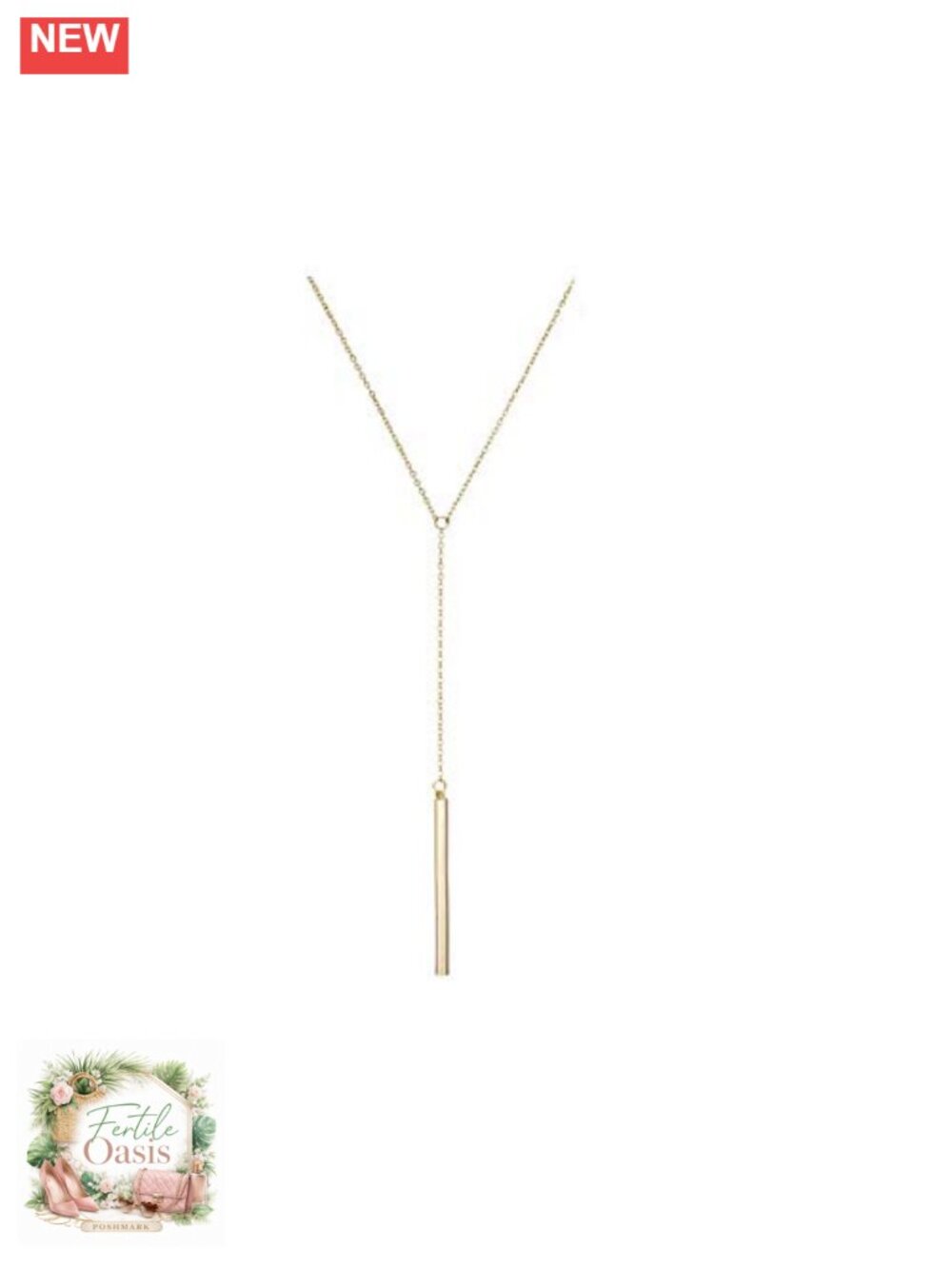Gold Plated Dangle Earrings and Necklace Set Layered Bar Pendant Y-Necklace for